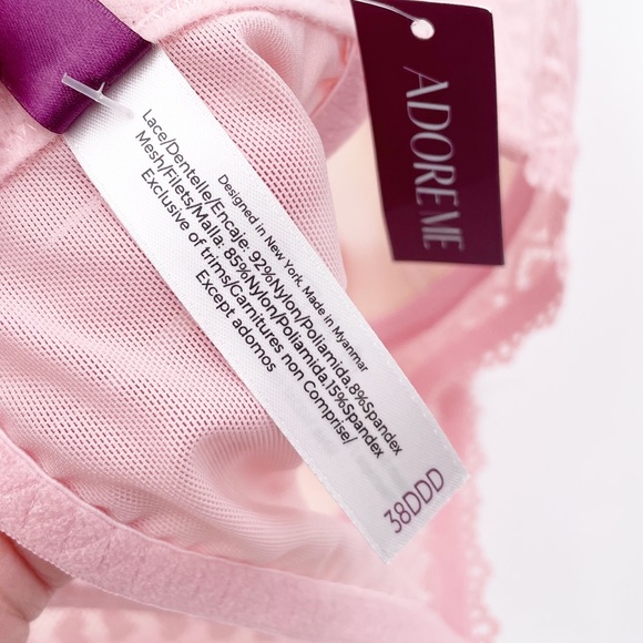 Adore Me Nymphadora Contour Bra Coral Blush Pink Heart Lace Size 38DDD - Picture 5 of 7